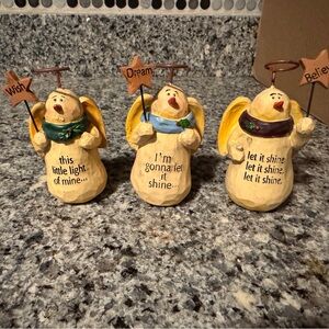 Dicksons Starlight Angel Snowman Figurines Set Of 3 This Little Light Of Mine